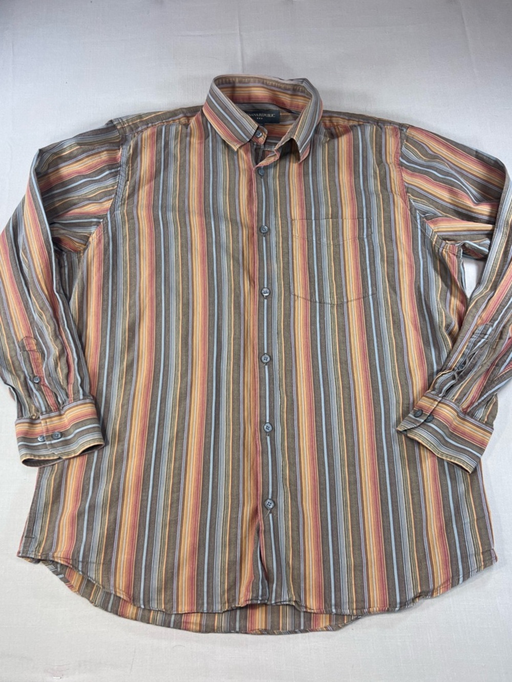 Banana Republic Men’s L Multi Stripe Long Sleeve Button Down 100% Cotton Shirt